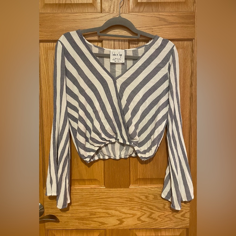 Grey and white crop top